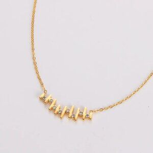 18K Gold Plated Sterling Silver Dainty Zircon Bar Necklace